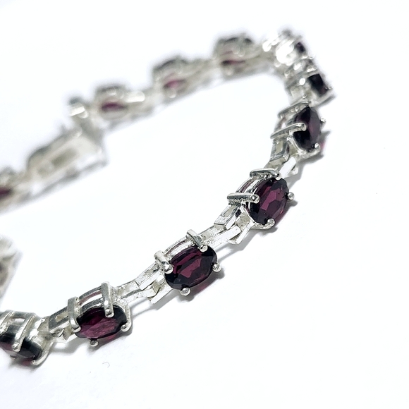 7.50 ct Natural Garnet sterling silver Bracelet - Picture 1 of 13